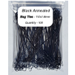 Heavy Duty Double Loop 110x1.6mm Black Annealed Wire Twist Bag Ties Pack of 100 Length 110mm Width 1.6mm